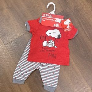 Peanuts Snoopy Valentine Short Sleeve Outfit Baby Size 3-6 Months